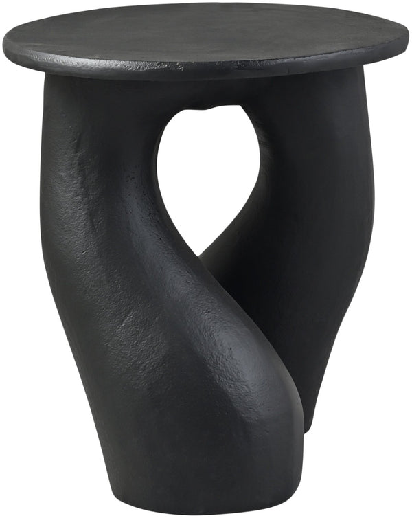 Meridian Furniture Talence Sculptural Aluminum End Table Art Deco Inspired Powder Coat Finish Living Room Accent Black 99032Black-ET