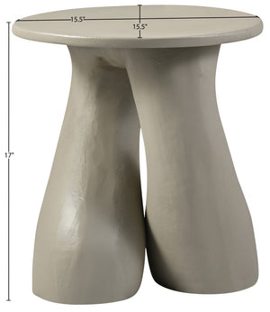 Meridian Furniture Talence Sculptural Aluminum End Table Art Deco Inspired Powder Coat Finish Living Room Accent Taupe 99032Taupe-ET