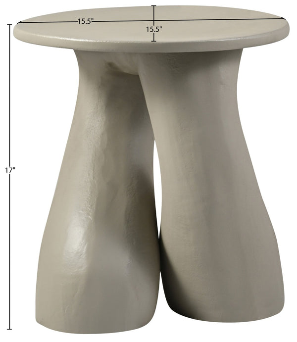 Meridian Furniture Talence Sculptural Aluminum End Table Art Deco Inspired Powder Coat Finish Living Room Accent Taupe 99032Taupe-ET