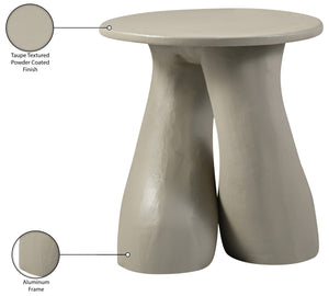 Meridian Furniture Talence Sculptural Aluminum End Table Art Deco Inspired Powder Coat Finish Living Room Accent Taupe 99032Taupe-ET