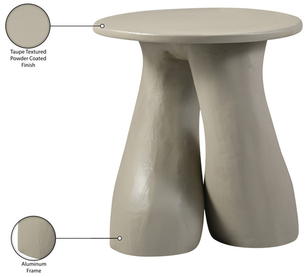 Meridian Furniture Talence Sculptural Aluminum End Table Art Deco Inspired Powder Coat Finish Living Room Accent Taupe 99032Taupe-ET