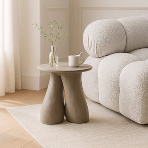 Meridian Furniture Talence Sculptural Aluminum End Table Art Deco Inspired Powder Coat Finish Living Room Accent Taupe 99032Taupe-ET