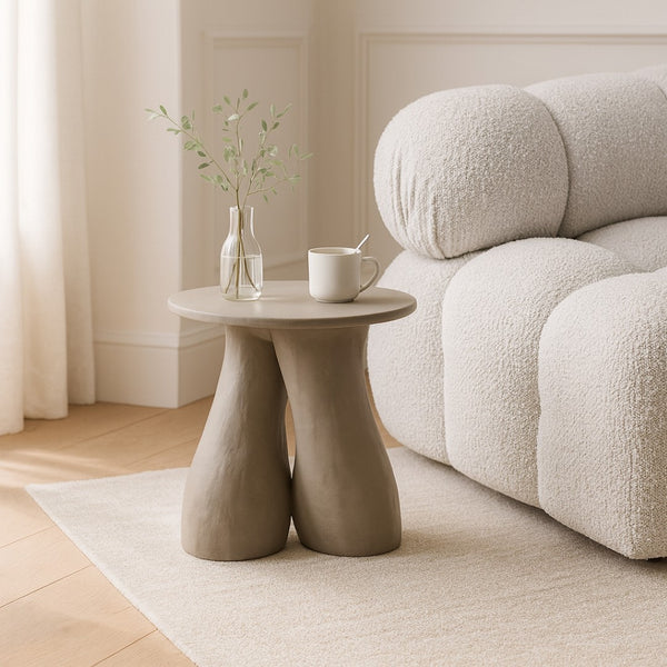 Meridian Furniture Talence Sculptural Aluminum End Table Art Deco Inspired Powder Coat Finish Living Room Accent Taupe 99032Taupe-ET