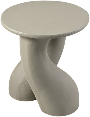 Meridian Furniture Talence Sculptural Aluminum End Table Art Deco Inspired Powder Coat Finish Living Room Accent Taupe 99032Taupe-ET
