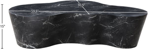 Meridian Furniture Monza Sculptural Concrete Coffee Table Art Deco Design for Indoor Outdoor Living Spaces Black 99033Black-CT
