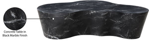 Meridian Furniture Monza Sculptural Concrete Coffee Table Art Deco Design for Indoor Outdoor Living Spaces Black 99033Black-CT