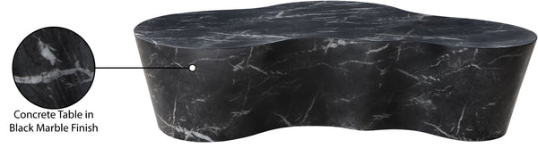 Meridian Furniture Monza Sculptural Concrete Coffee Table Art Deco Design for Indoor Outdoor Living Spaces Black 99033Black-CT
