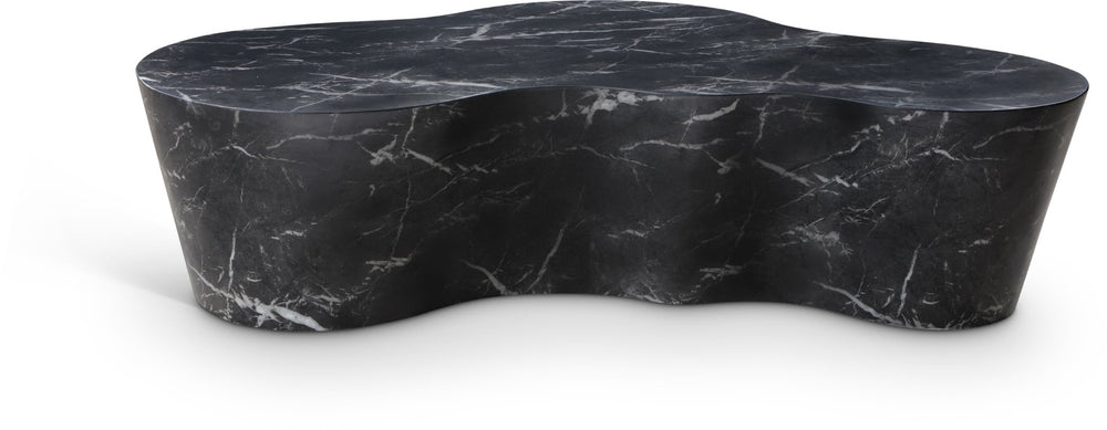 Meridian Furniture Monza Sculptural Concrete Coffee Table Art Deco Design for Indoor Outdoor Living Spaces Black 99033Black-CT