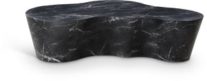 Meridian Furniture Monza Sculptural Concrete Coffee Table Art Deco Design for Indoor Outdoor Living Spaces Black 99033Black-CT