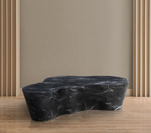 Meridian Furniture Monza Sculptural Concrete Coffee Table Art Deco Design for Indoor Outdoor Living Spaces Black 99033Black-CT