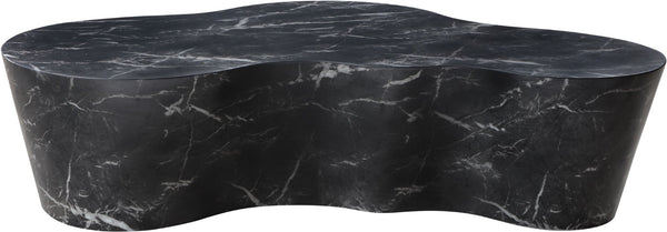 Meridian Furniture Monza Sculptural Concrete Coffee Table Art Deco Design for Indoor Outdoor Living Spaces Black 99033Black-CT