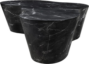 Meridian Furniture Monza Sculptural Concrete Coffee Table Art Deco Design for Indoor Outdoor Living Spaces Black 99033Black-CT