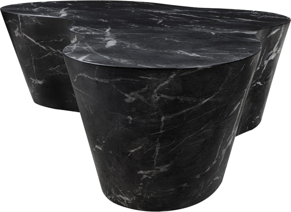 Meridian Furniture Monza Sculptural Concrete Coffee Table Art Deco Design for Indoor Outdoor Living Spaces Black 99033Black-CT