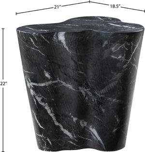 Meridian Furniture Monza Sculptural Concrete End Table with Art Deco Curves and Marble Effect for Indoor Outdoor Use Black 99033Black-ET