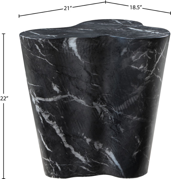 Meridian Furniture Monza Sculptural Concrete End Table with Art Deco Curves and Marble Effect for Indoor Outdoor Use Black 99033Black-ET