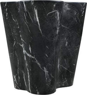 Meridian Furniture Monza Sculptural Concrete End Table with Art Deco Curves and Marble Effect for Indoor Outdoor Use Black 99033Black-ET