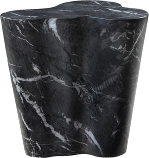 Meridian Furniture Monza Sculptural Concrete End Table with Art Deco Curves and Marble Effect for Indoor Outdoor Use Black 99033Black-ET