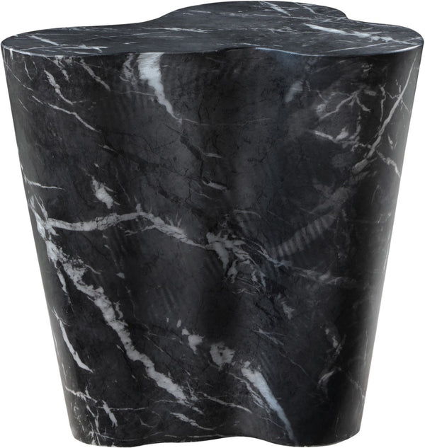 Meridian Furniture Monza Sculptural Concrete End Table with Art Deco Curves and Marble Effect for Indoor Outdoor Use Black 99033Black-ET