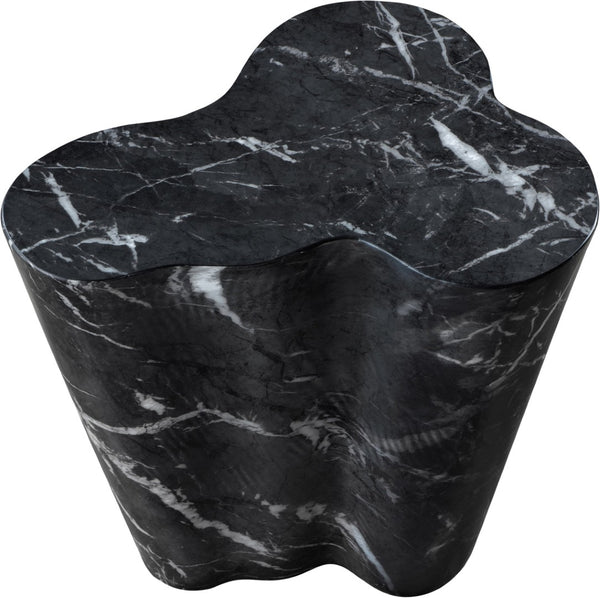 Meridian Furniture Monza Sculptural Concrete End Table with Art Deco Curves and Marble Effect for Indoor Outdoor Use Black 99033Black-ET