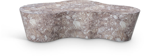 Meridian Furniture Monza Sculptural Concrete Coffee Table Art Deco Design for Indoor Outdoor Living Spaces Brown 99033Brown-CT