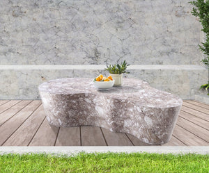 Meridian Furniture Monza Sculptural Concrete Coffee Table Art Deco Design for Indoor Outdoor Living Spaces Brown 99033Brown-CT