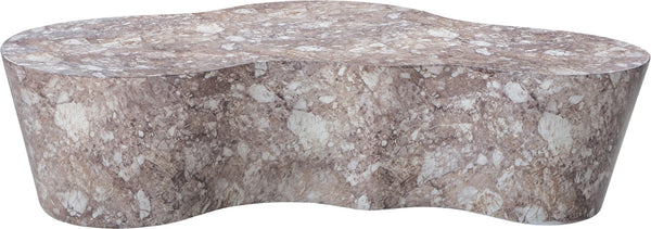 Meridian Furniture Monza Sculptural Concrete Coffee Table Art Deco Design for Indoor Outdoor Living Spaces Brown 99033Brown-CT