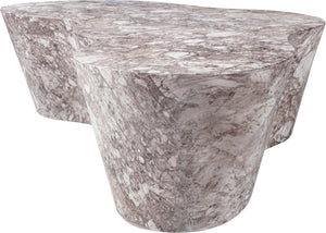 Meridian Furniture Monza Sculptural Concrete Coffee Table Art Deco Design for Indoor Outdoor Living Spaces Brown 99033Brown-CT