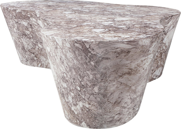Meridian Furniture Monza Sculptural Concrete Coffee Table Art Deco Design for Indoor Outdoor Living Spaces Brown 99033Brown-CT