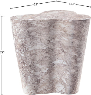 Meridian Furniture Monza Sculptural Concrete End Table with Art Deco Curves and Marble Effect for Indoor Outdoor Use Brown 99033Brown-ET