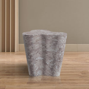 Meridian Furniture Monza Sculptural Concrete End Table with Art Deco Curves and Marble Effect for Indoor Outdoor Use Brown 99033Brown-ET