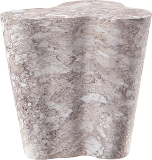 Meridian Furniture Monza Sculptural Concrete End Table with Art Deco Curves and Marble Effect for Indoor Outdoor Use Brown 99033Brown-ET