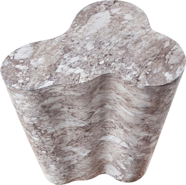 Meridian Furniture Monza Sculptural Concrete End Table with Art Deco Curves and Marble Effect for Indoor Outdoor Use Brown 99033Brown-ET
