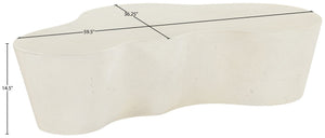 Meridian Furniture Monza Art Deco Sculptural Coffee Table Fiberglass Concrete for Indoor Outdoor Use 99033Cream-CT