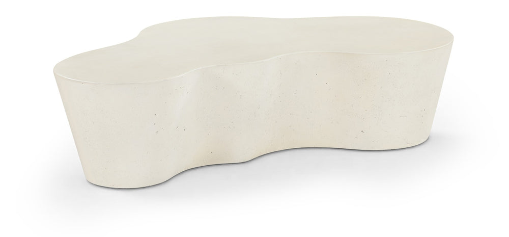 Meridian Furniture Monza Art Deco Sculptural Coffee Table Fiberglass Concrete for Indoor Outdoor Use 99033Cream-CT
