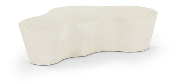 Meridian Furniture Monza Art Deco Sculptural Coffee Table Fiberglass Concrete for Indoor Outdoor Use 99033Cream-CT