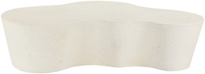 Meridian Furniture Monza Art Deco Sculptural Coffee Table Fiberglass Concrete for Indoor Outdoor Use 99033Cream-CT