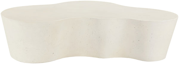 Meridian Furniture Monza Art Deco Sculptural Coffee Table Fiberglass Concrete for Indoor Outdoor Use 99033Cream-CT