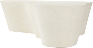 Meridian Furniture Monza Art Deco Sculptural Coffee Table Fiberglass Concrete for Indoor Outdoor Use 99033Cream-CT