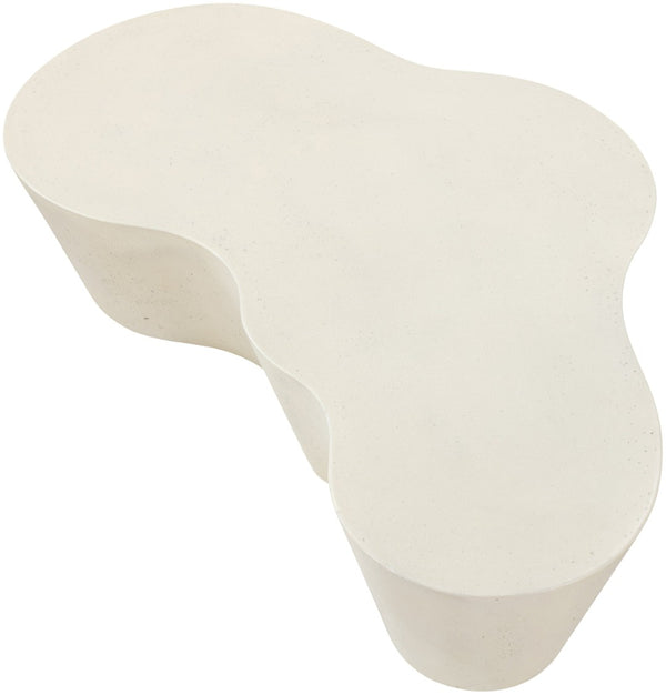 Meridian Furniture Monza Art Deco Sculptural Coffee Table Fiberglass Concrete for Indoor Outdoor Use 99033Cream-CT