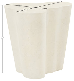 Meridian Furniture Monza Art Deco Sculptural Fiberglass Concrete Indoor Outdoor Accent Side Table 99033Cream-ET
