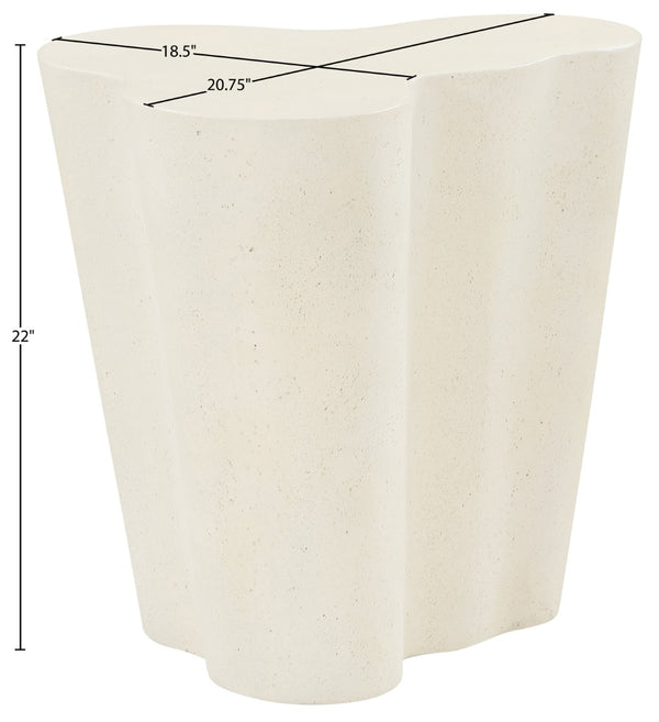 Meridian Furniture Monza Art Deco Sculptural Fiberglass Concrete Indoor Outdoor Accent Side Table 99033Cream-ET