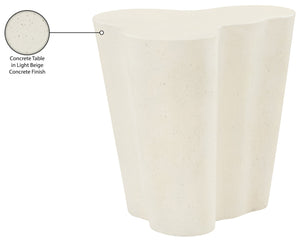 Meridian Furniture Monza Art Deco Sculptural Fiberglass Concrete Indoor Outdoor Accent Side Table 99033Cream-ET