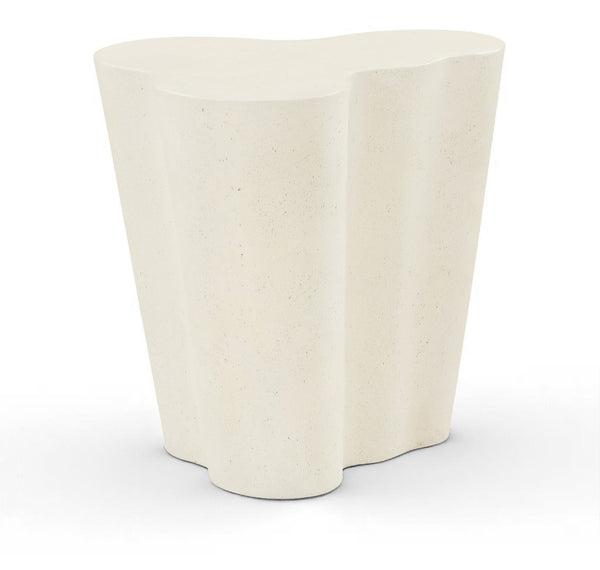 Meridian Furniture Monza Art Deco Sculptural Fiberglass Concrete Indoor Outdoor Accent Side Table 99033Cream-ET