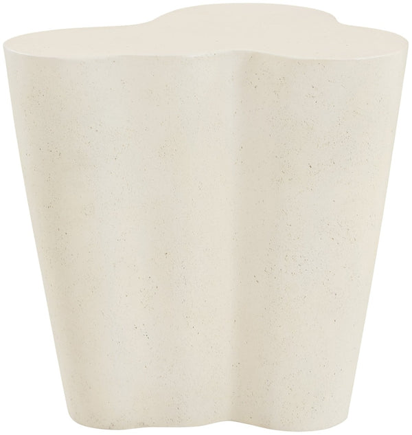 Meridian Furniture Monza Art Deco Sculptural Fiberglass Concrete Indoor Outdoor Accent Side Table 99033Cream-ET