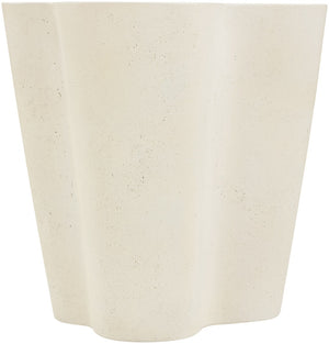 Meridian Furniture Monza Art Deco Sculptural Fiberglass Concrete Indoor Outdoor Accent Side Table 99033Cream-ET