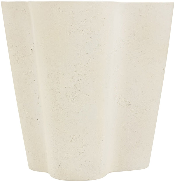 Meridian Furniture Monza Art Deco Sculptural Fiberglass Concrete Indoor Outdoor Accent Side Table 99033Cream-ET