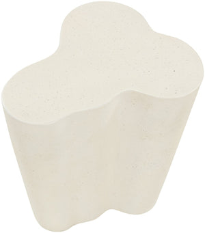 Meridian Furniture Monza Art Deco Sculptural Fiberglass Concrete Indoor Outdoor Accent Side Table 99033Cream-ET