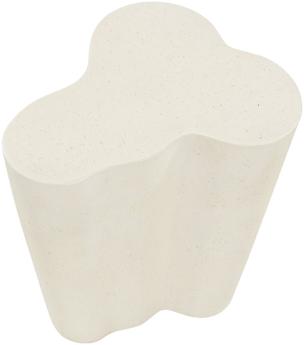 Meridian Furniture Monza Art Deco Sculptural Fiberglass Concrete Indoor Outdoor Accent Side Table 99033Cream-ET