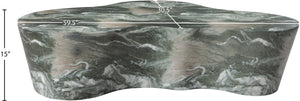 Meridian Furniture Monza Sculptural Concrete Coffee Table Art Deco Design for Indoor Outdoor Living Spaces Green 99033Green-CT