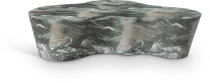Meridian Furniture Monza Sculptural Concrete Coffee Table Art Deco Design for Indoor Outdoor Living Spaces Green 99033Green-CT